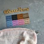 Кожаная бирка пришивная, Hand Made, голубая
